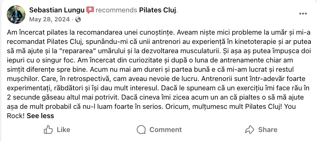 Recenzie Facebook - Sebastian Lungu